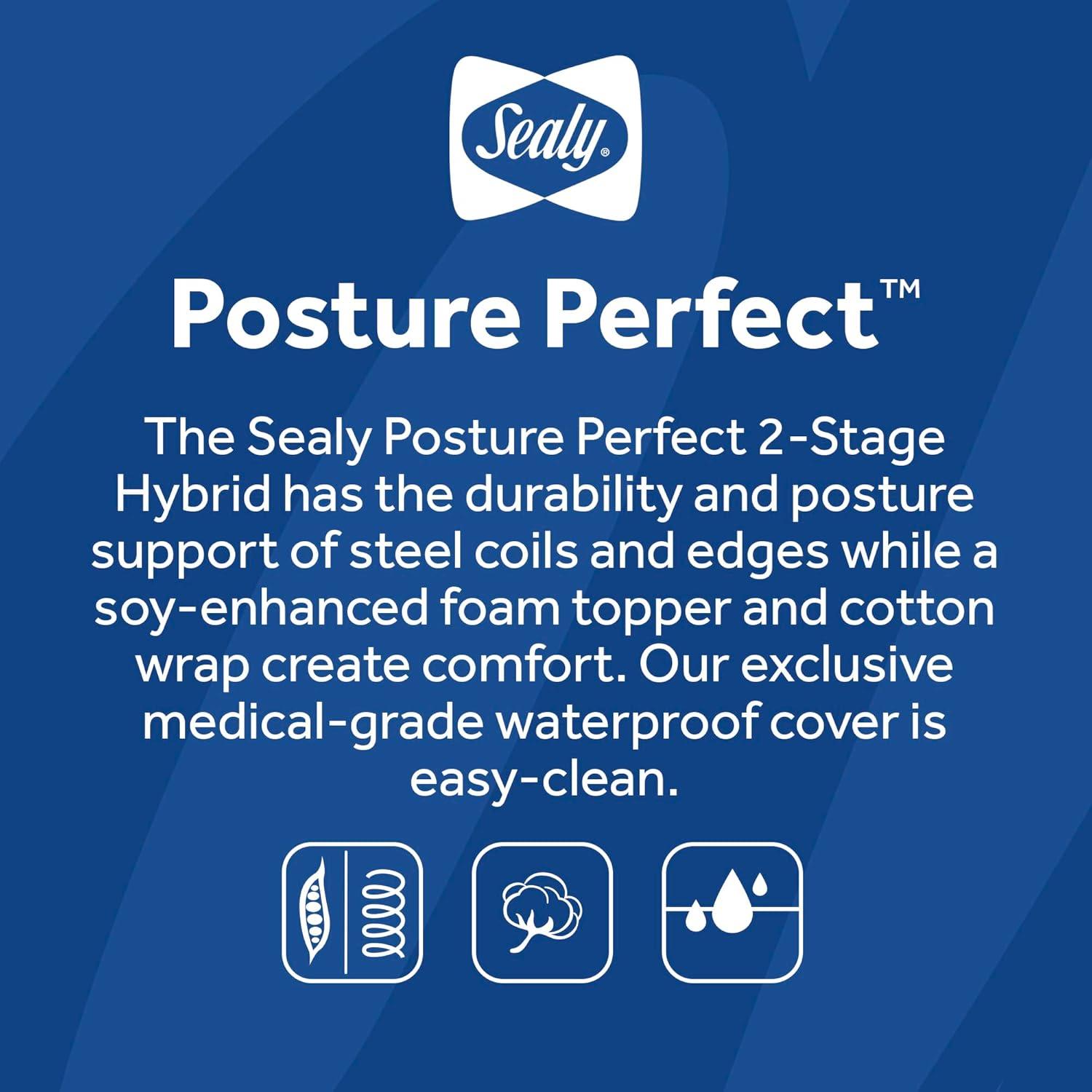 Sealy Posture Perfect 2-Stage Hybrid Waterproof Baby Crib and Toddler Bed Mattress