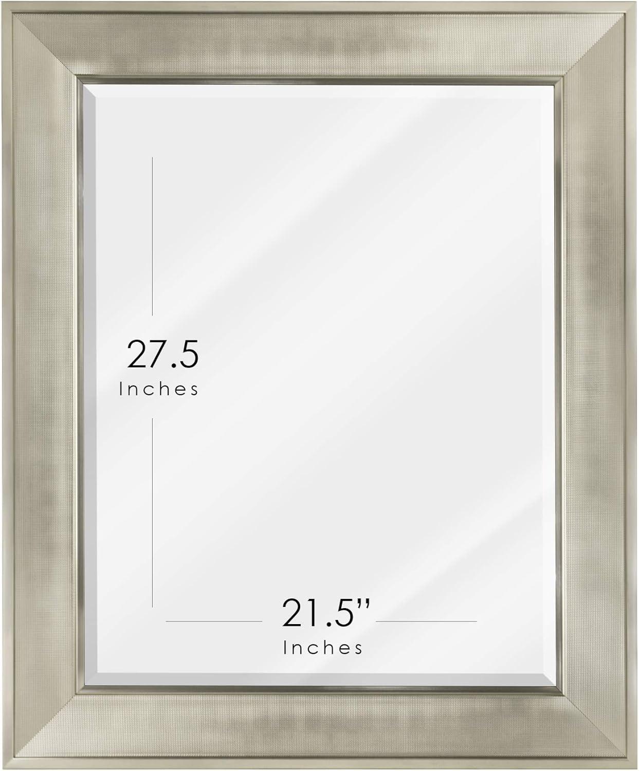 Champagne Silver Pave Textured Rectangular Framed Vanity Mirror - 29" x 35"