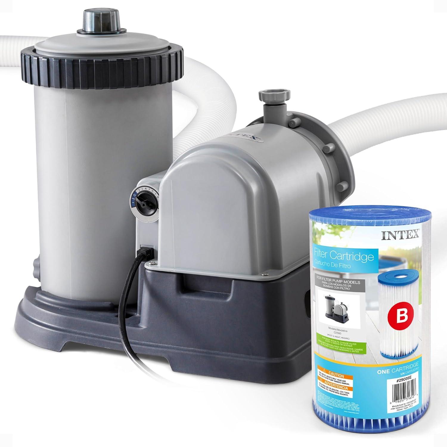 Intex 2500 GPH Swimming Pool Filter Pump & Type B Replacement Filter Cartridge