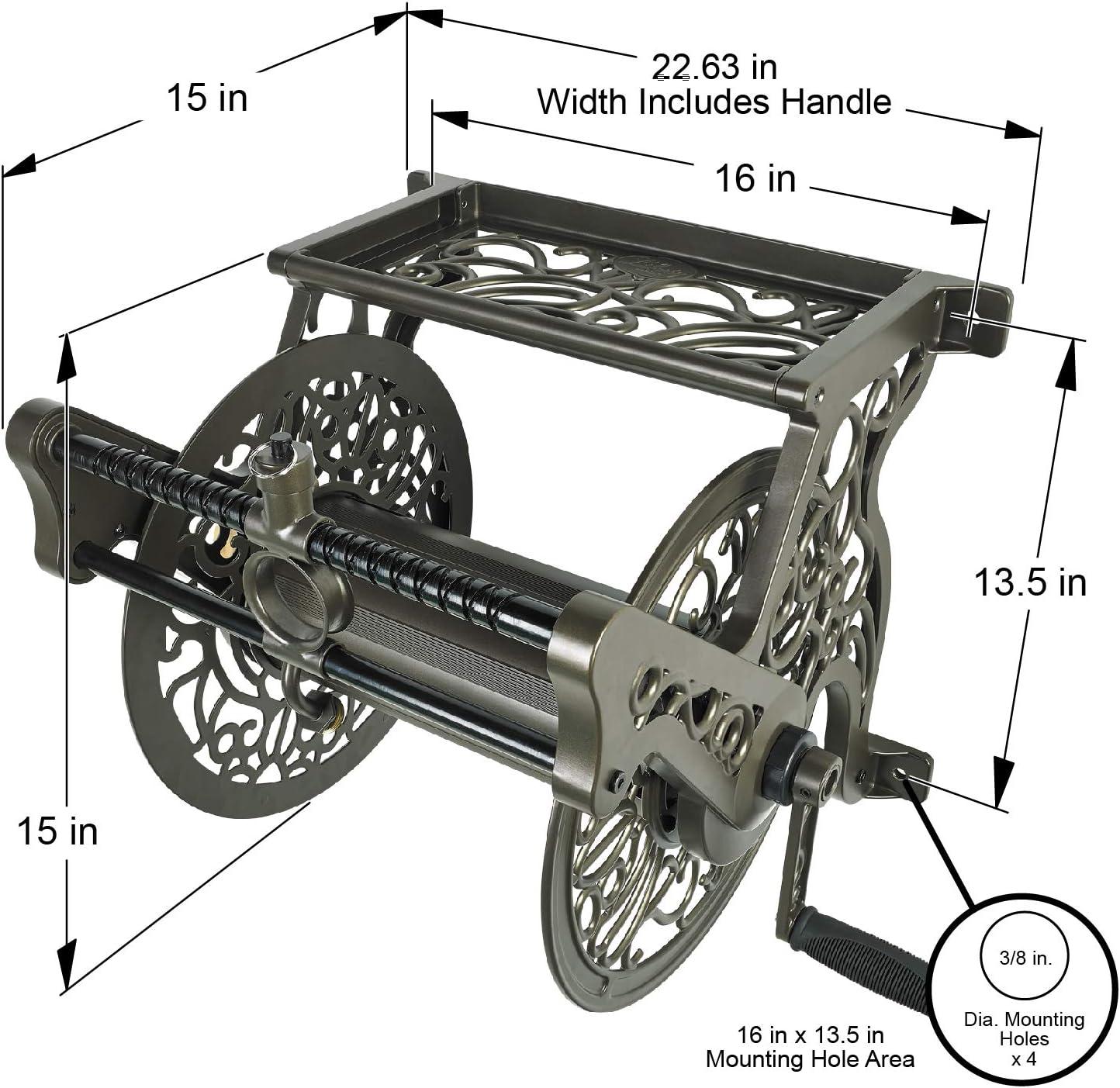 Bronze Aluminum Decorative Wall Mount Garden Hose Reel