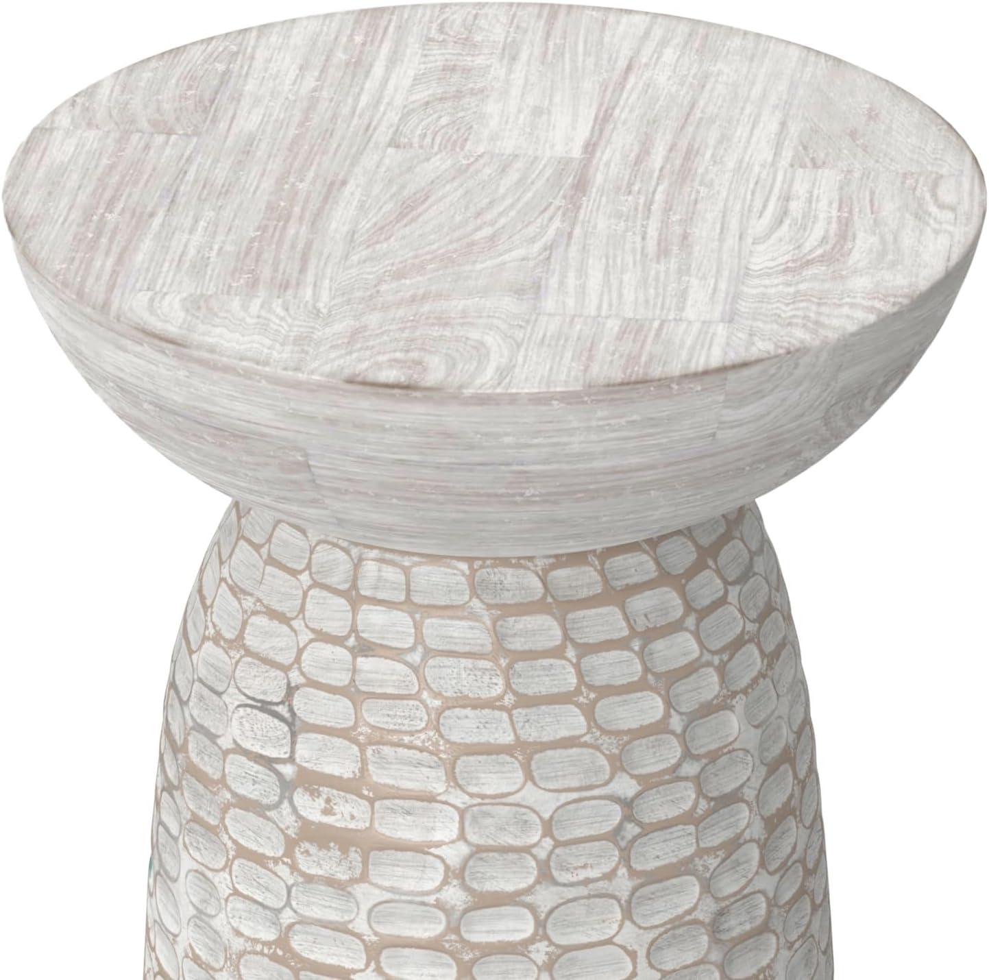 Simpli Home Boyd Solid Mango Wood Pedestal Accent End Table