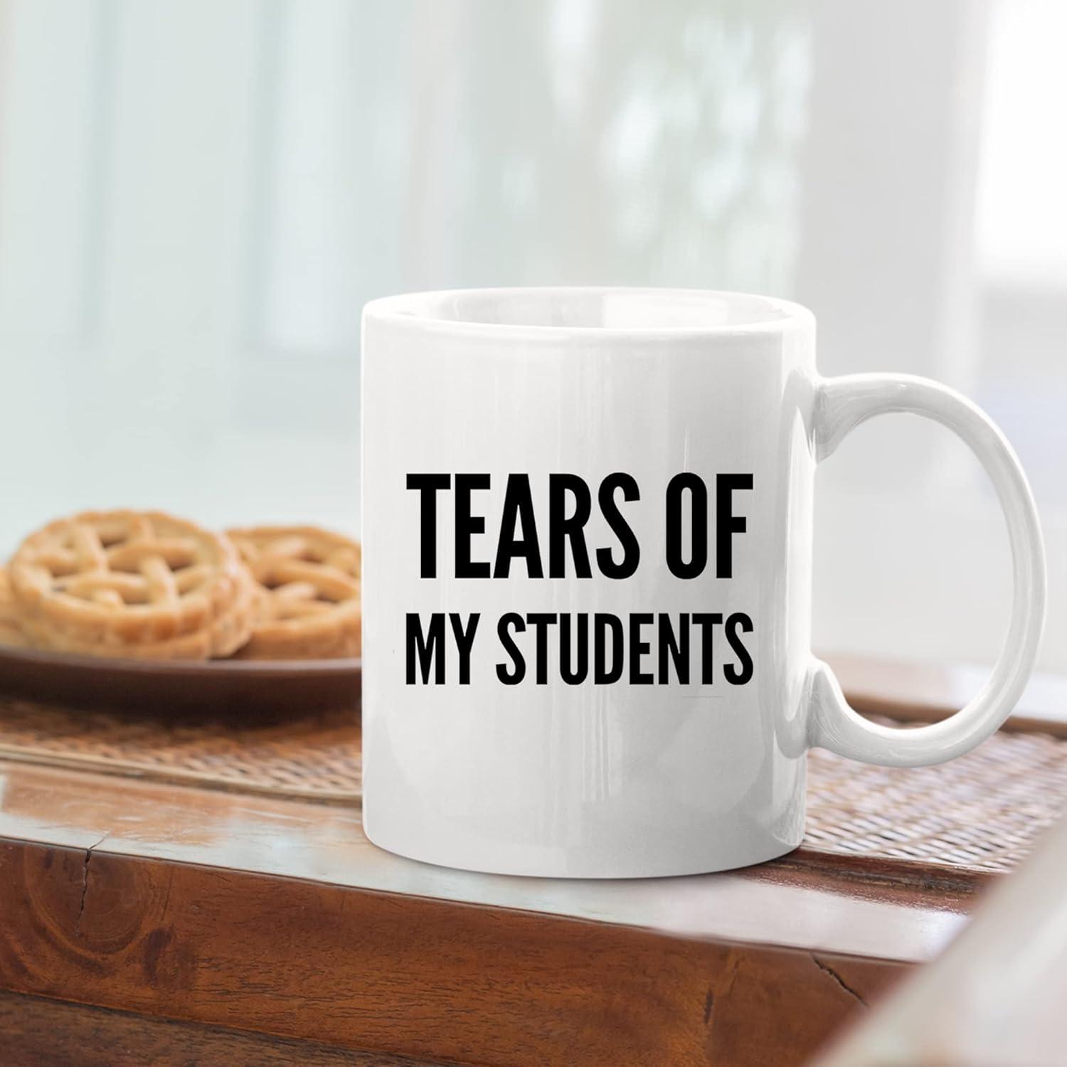 TraQunn Gifts for Teacher Tears of My Students Mug Funny College Professor Graduation Appreciation from Student Christmas White Elephant Gifts for Teacher 11 Oz Black Handle