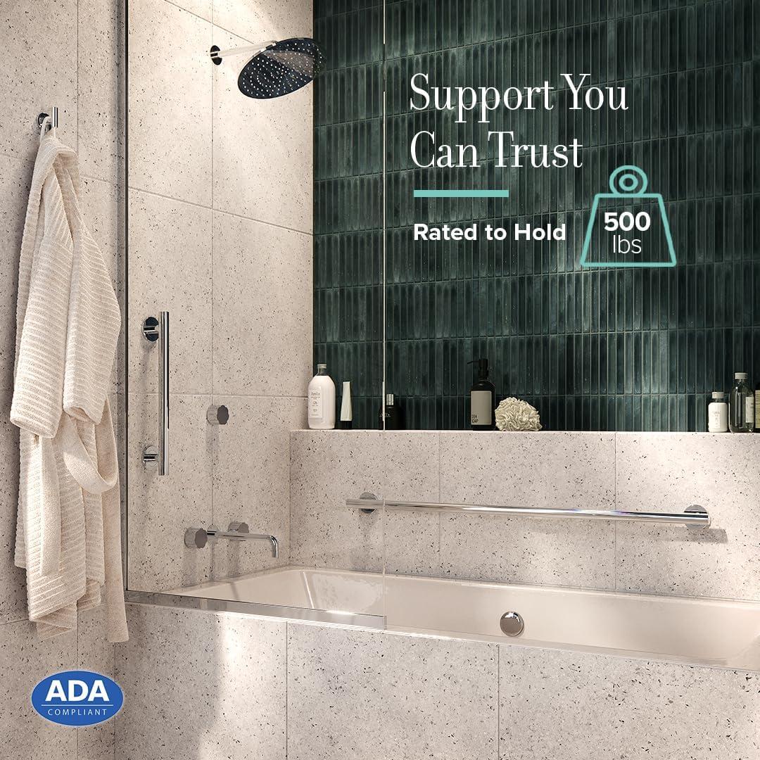 Latitude II Stainless Steel Wall Mount Grab Bar | ADA Compliant Safety Bar For Bathroom