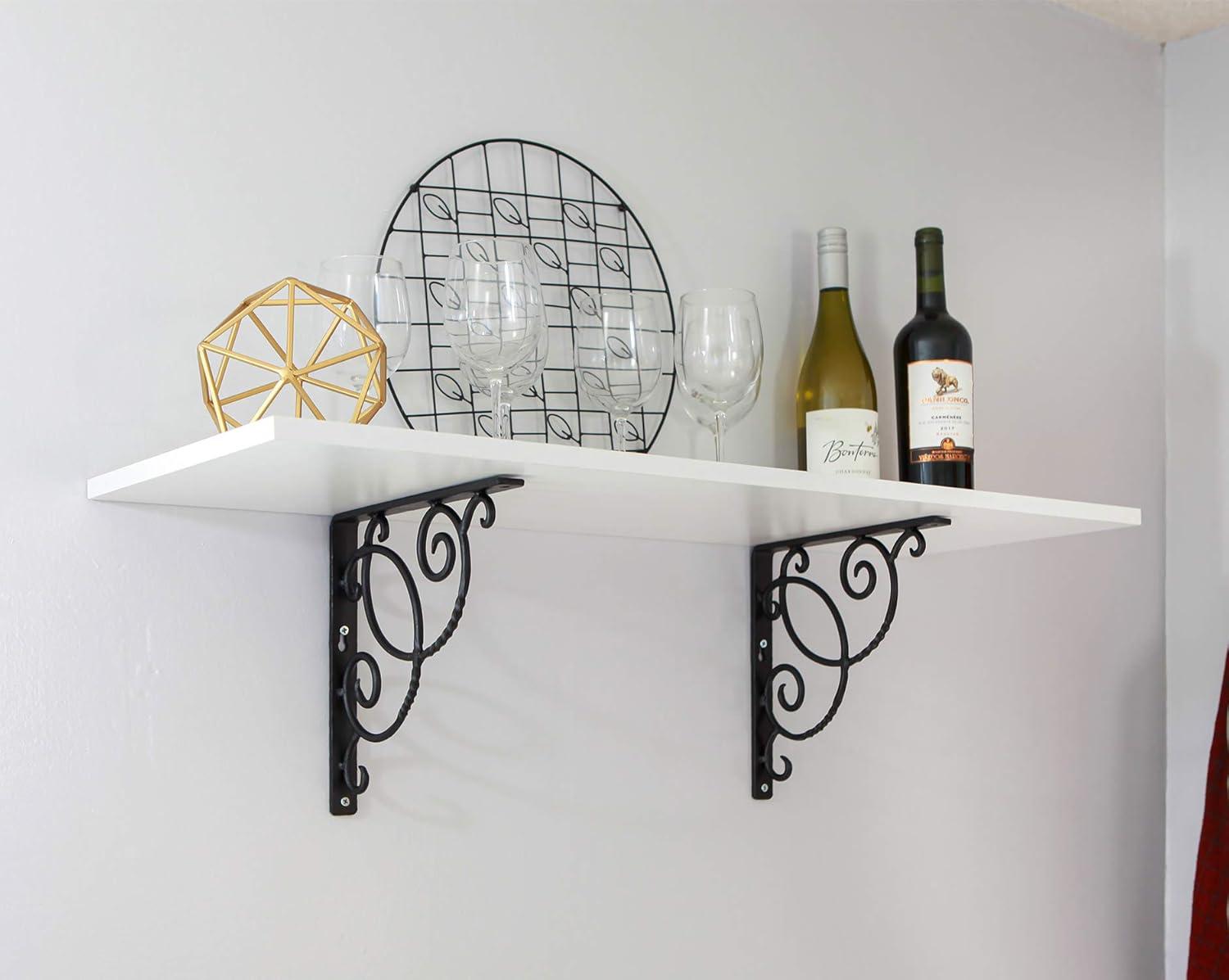 (Pair) Achla Designs Decorative Scroll Shelf Brackets Wrought Iron B-21