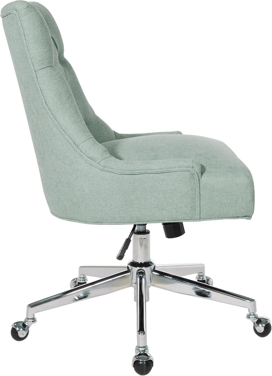 Amelia Office Chair in Mint Blue Fabric with Chrome Base