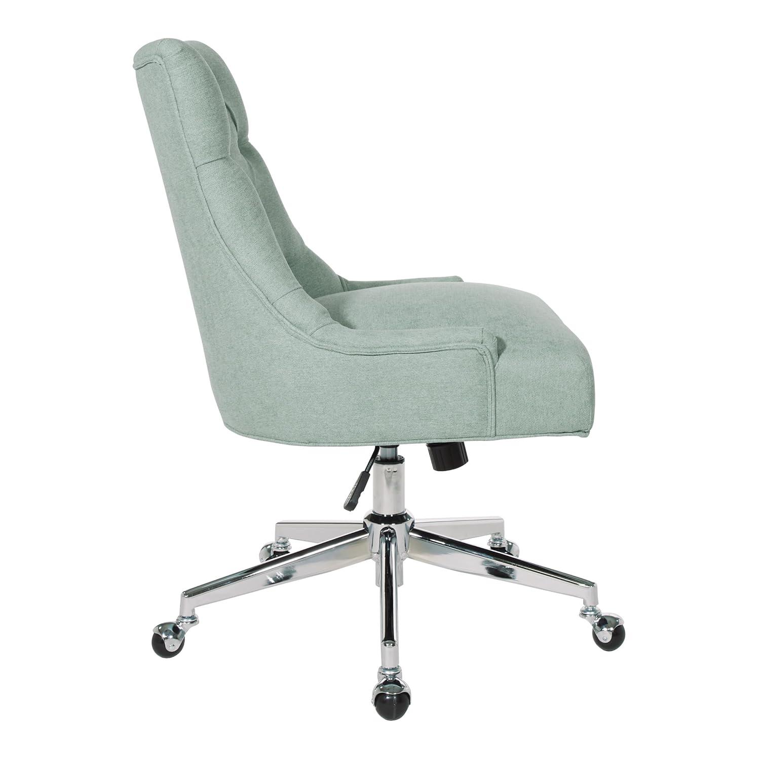 Amelia Office Chair Mint - OSP Home Furnishings: Ergonomic, Swivel, Chrome-Plated Frame, Adjustable Height
