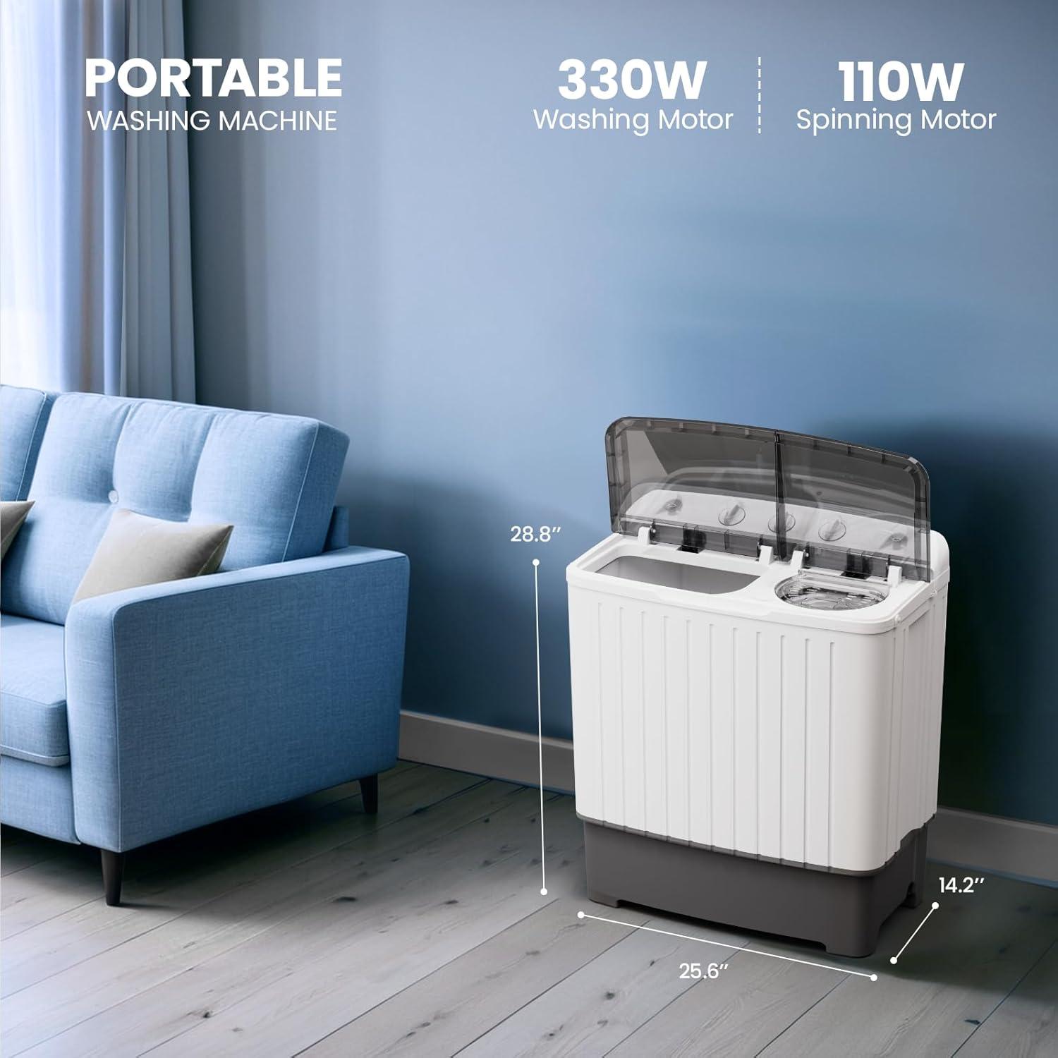 BANGSON BANGSON Portable Washing Machine, Mini Twin Tub Washer and Dryer Combo with 17.6 lbs