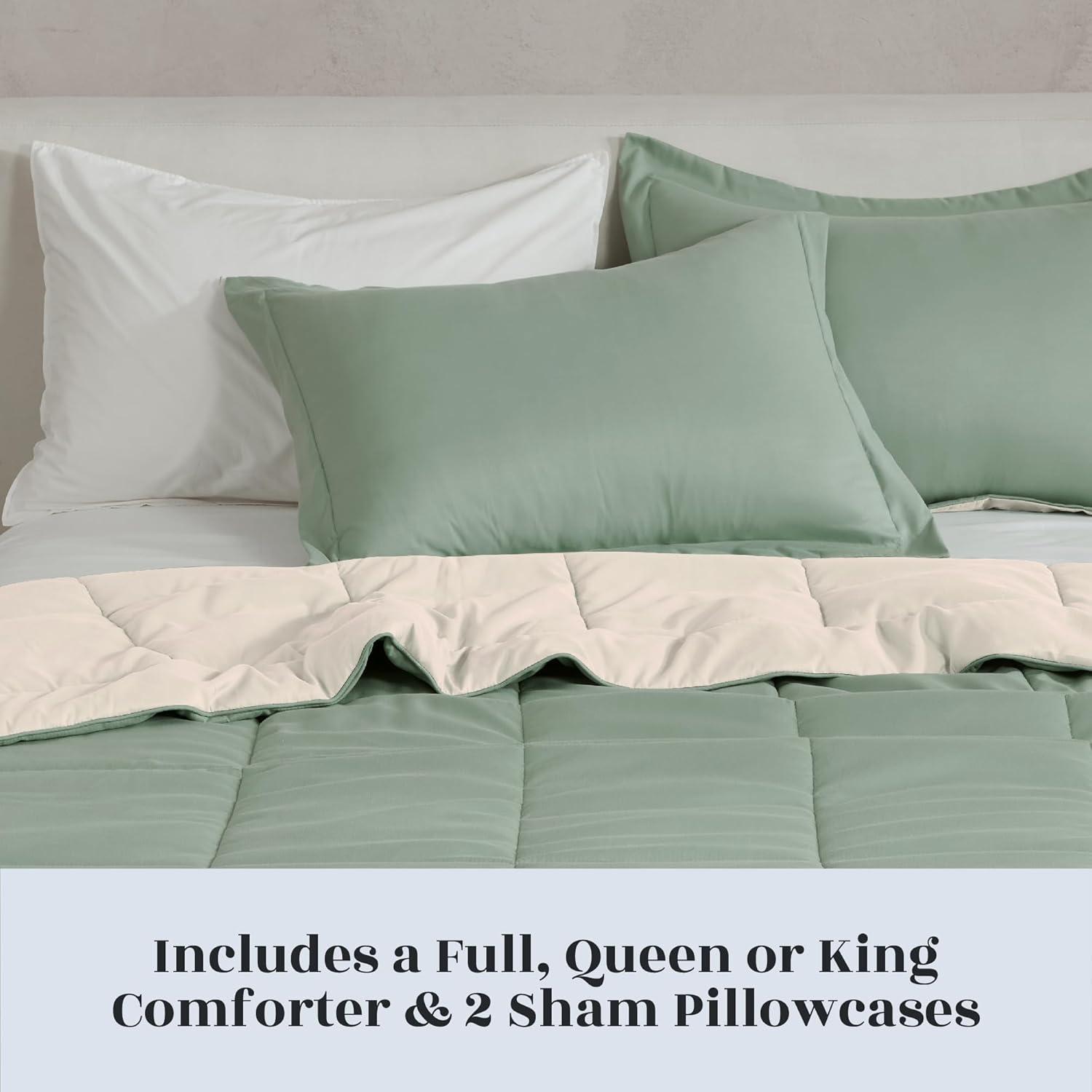 Solid Reversible Comforter and Sham Set - Great Bay Home