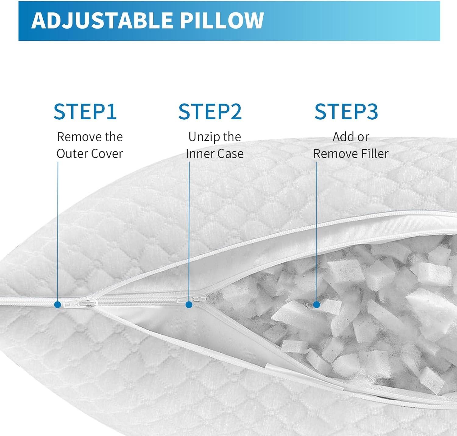 Arsny Cooling Queen Shredded Memory Foam Bed Pillows - Gel-Infused (2 Count)