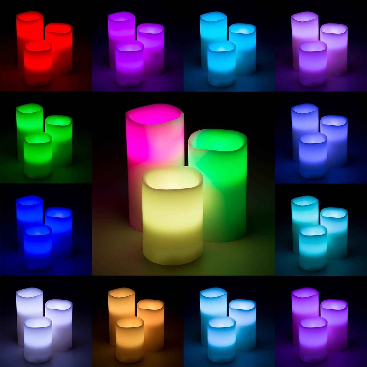 Lavish Home 3 Piece LED Color Changing Flameless Candle Set w/ Remote
