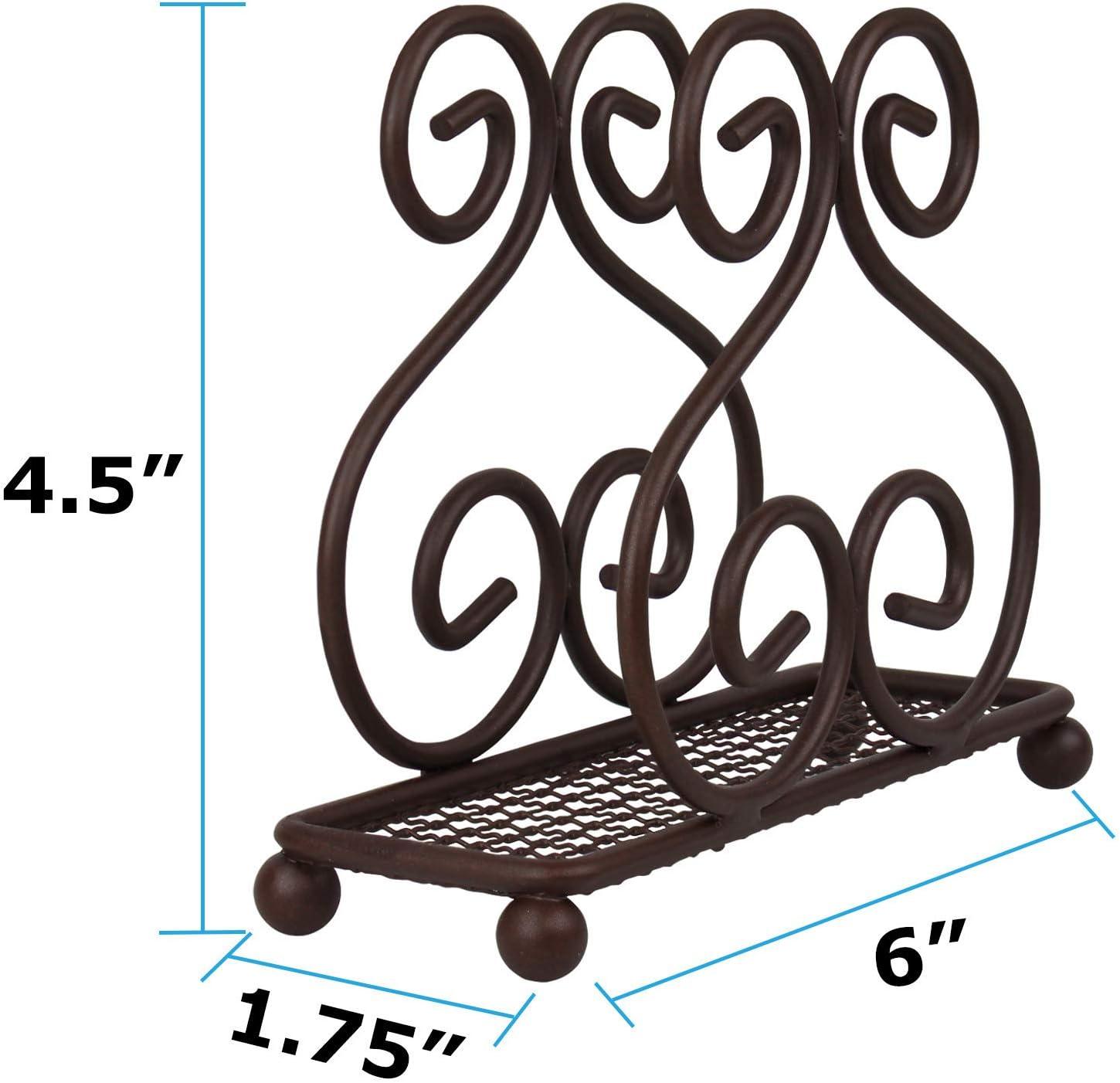 Blue Donuts Scroll Collection Steel Napkin Holder Freestanding Tissue Dispenser Organizer for Kitchen Countertop, Durable, Sturdy, Home Décor - Bronze