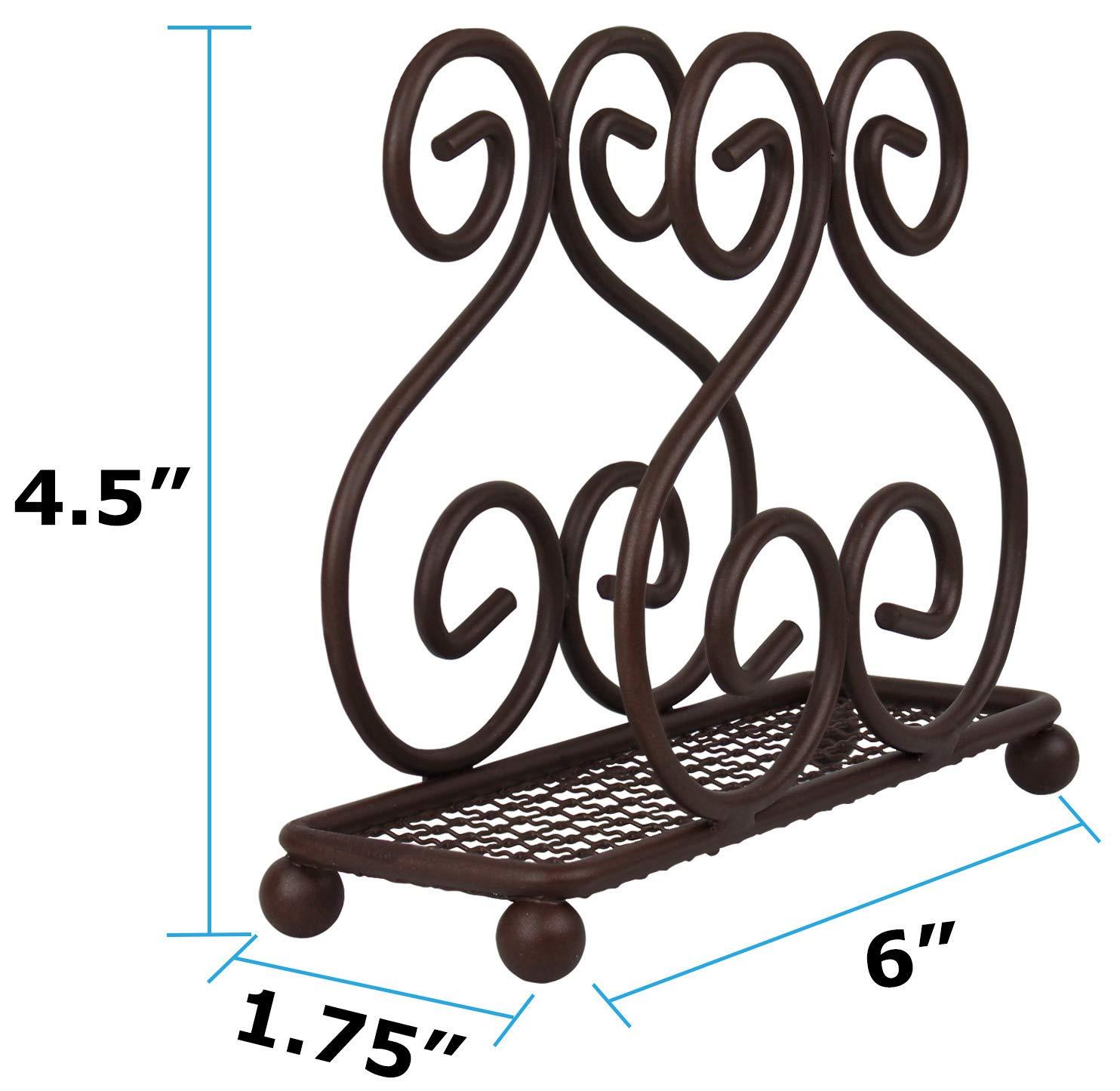 Blue Donuts Scroll Collection Steel Napkin Holder Freestanding Tissue Dispenser Organizer for Kitchen Countertop, Durable, Sturdy, Home Décor - Bronze