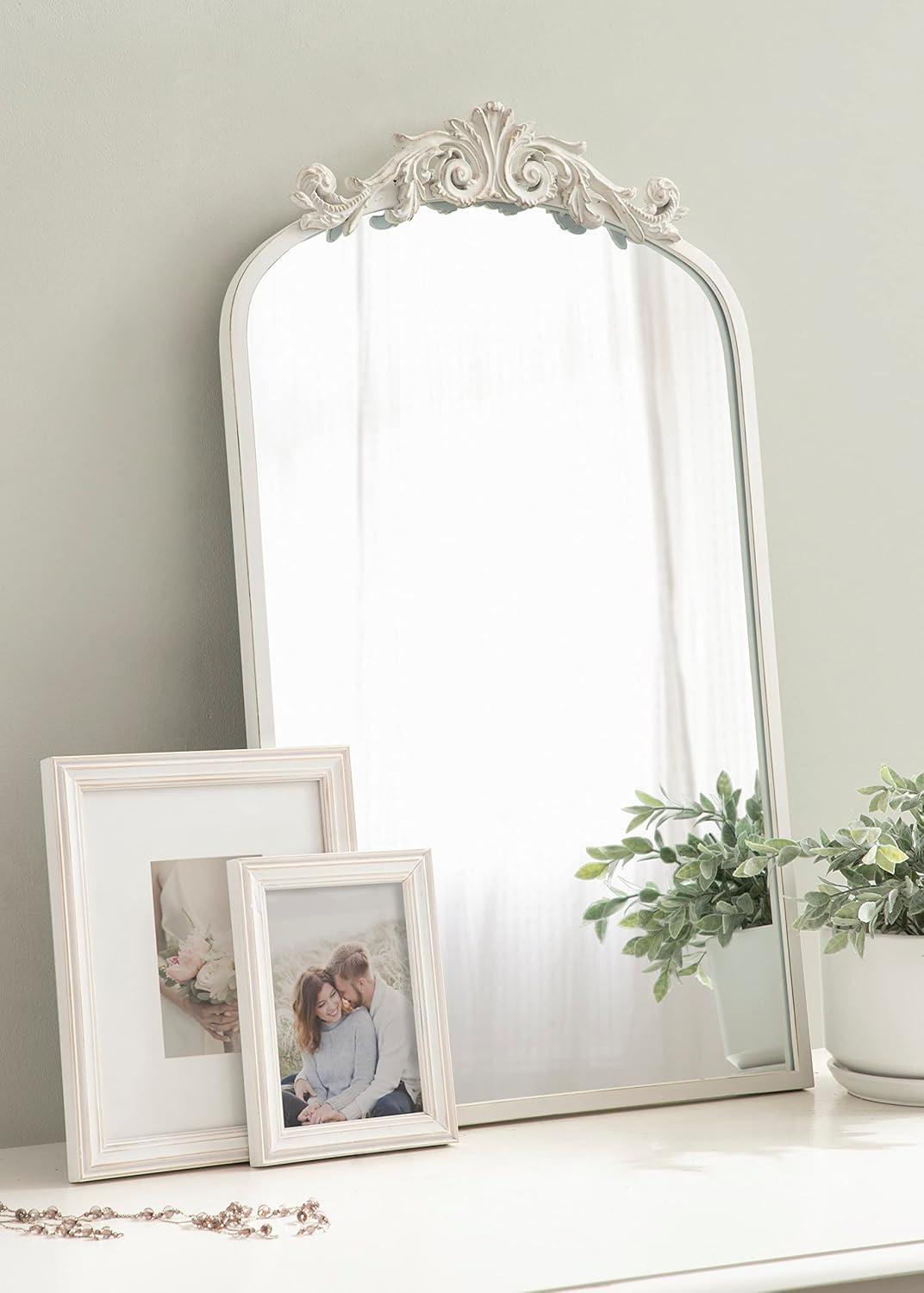 19"x31" Arendahl Traditional Arch Decorative Wall Mirror White - Kate & Laurel All Things Decor: Luxury Glam Style, No Assembly Required