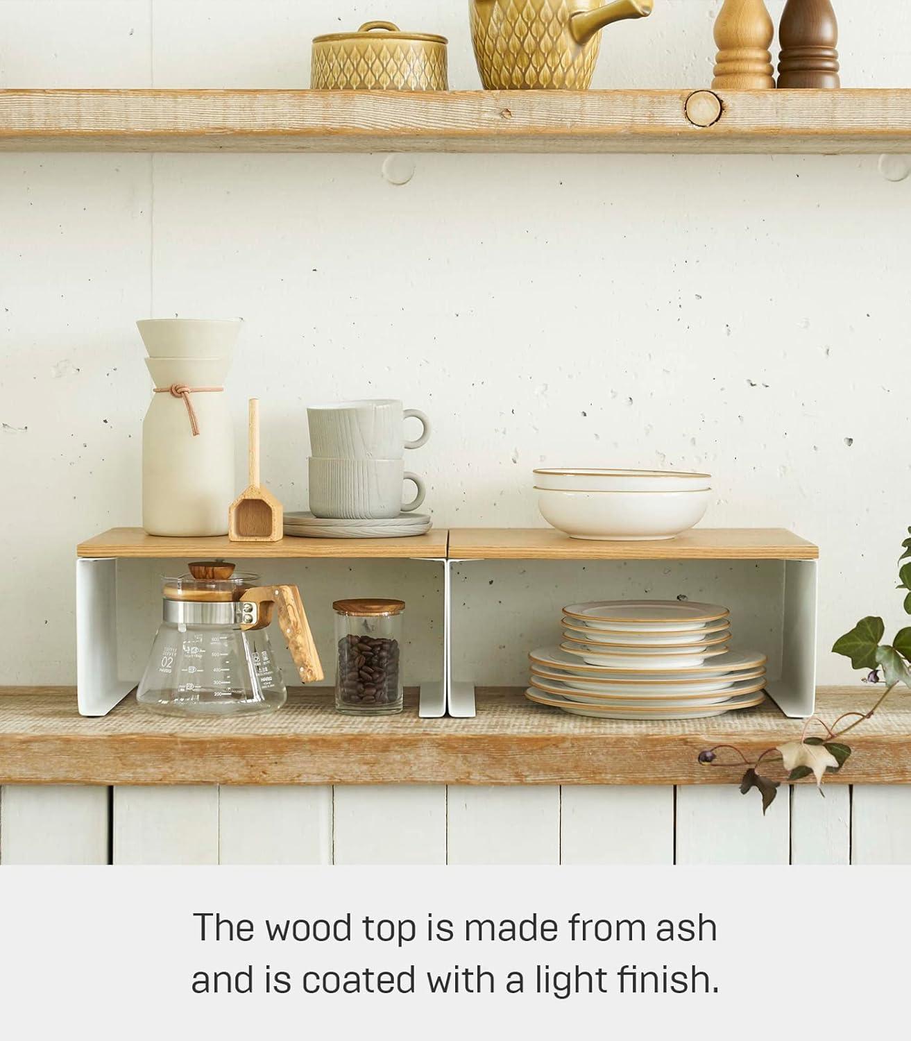 Yamazaki Tosca Small White Wood-Top Stackable Kitchen Rack