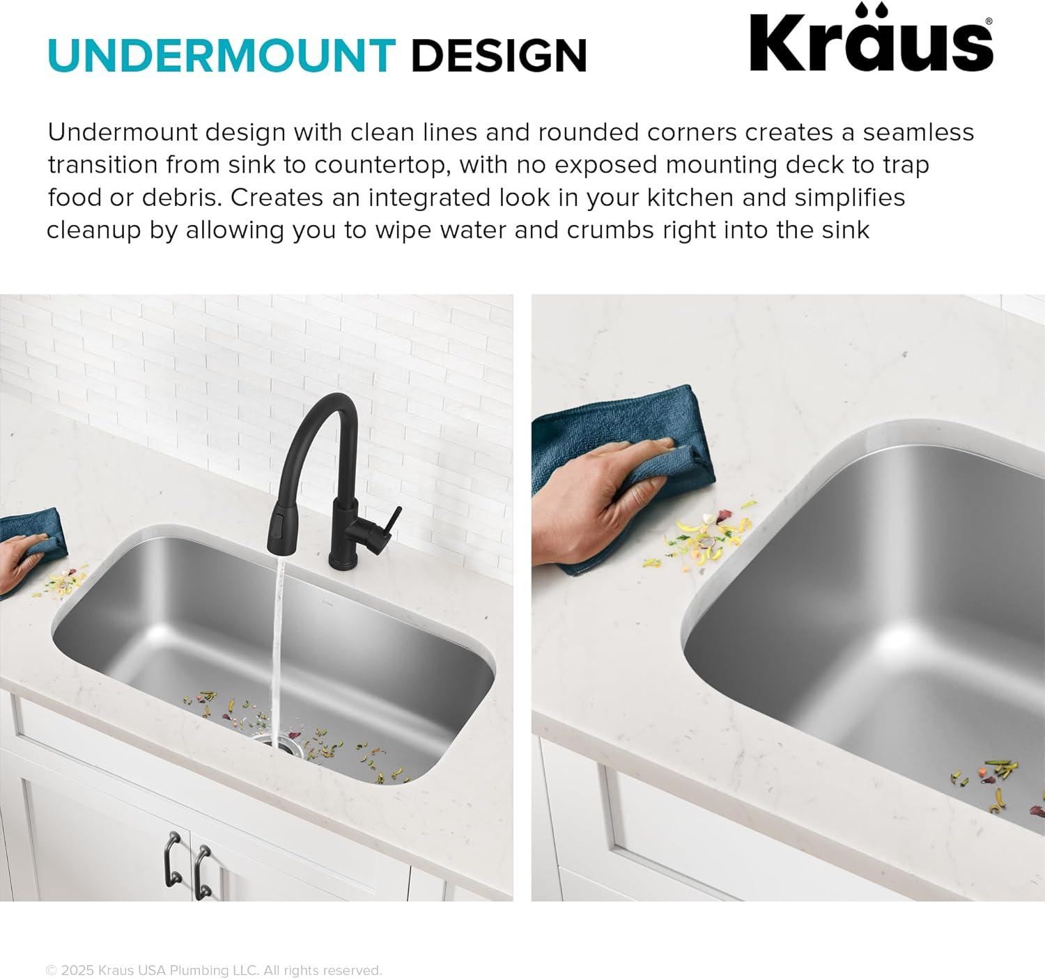 KRAUS Premier Undermount Single Bowl 18-Gauge Stainless Steel Kitchen Sink