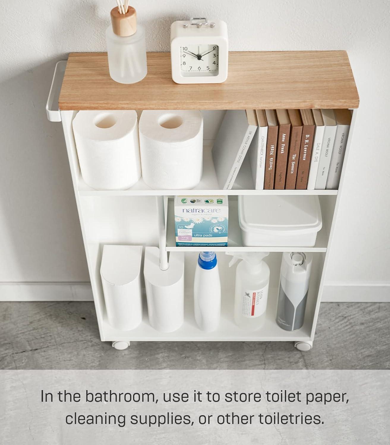 Yamazaki White Rolling Bathroom Cart