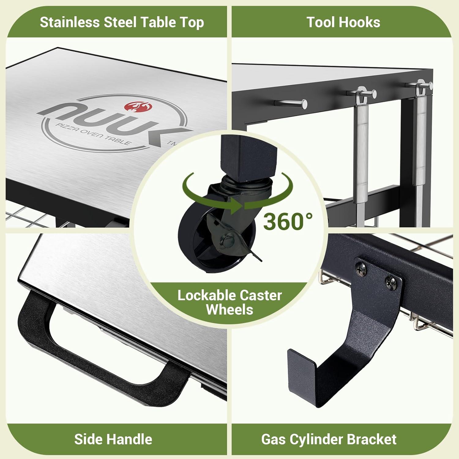 NUUK Stainless Steel 30IN Outdoor Grill and Prep Cart