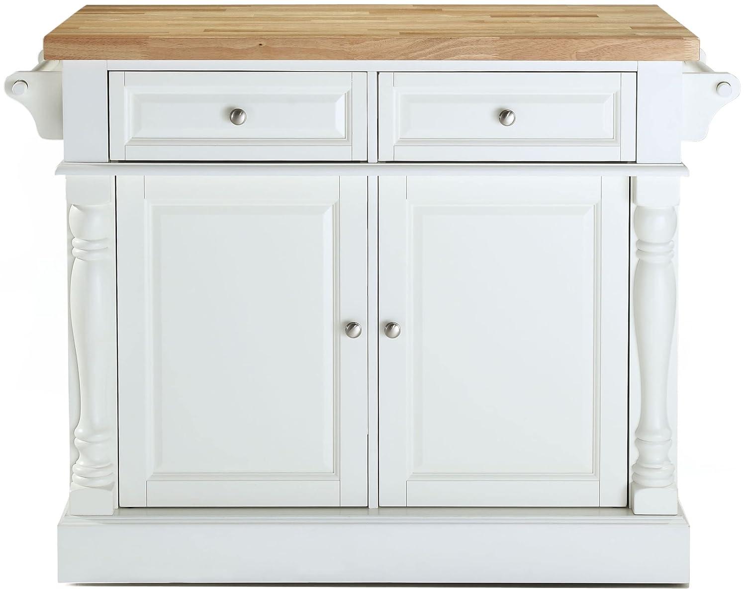 Oxford Butcher Block Kitchen Island Black - Crosley: Rolling Cart with Storage, Adjustable Shelves, Towel Bar
