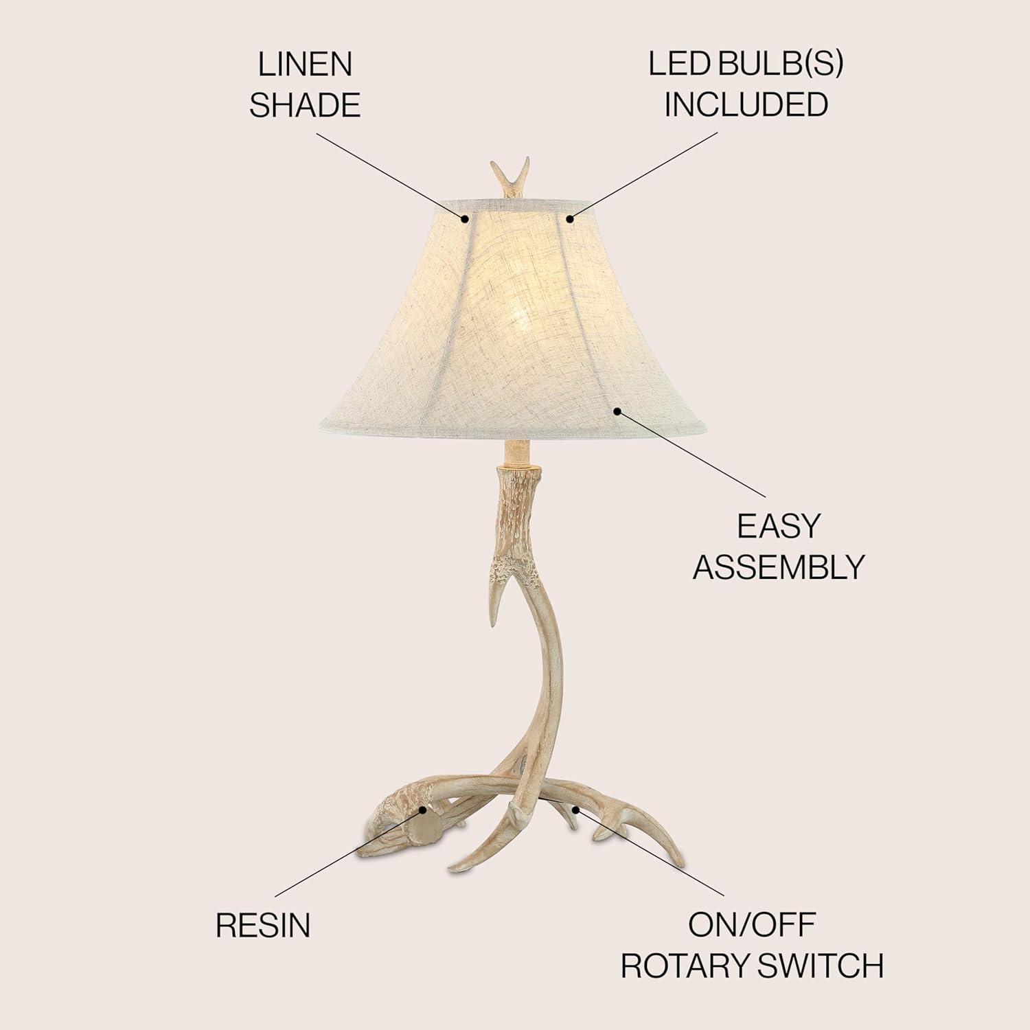 JONATHAN Y JYL6305B Antler 27.5" Rustic Resin LED Table Lamp, Traditional for living room, dinning room, bedroom, office Bulb Included, Beige