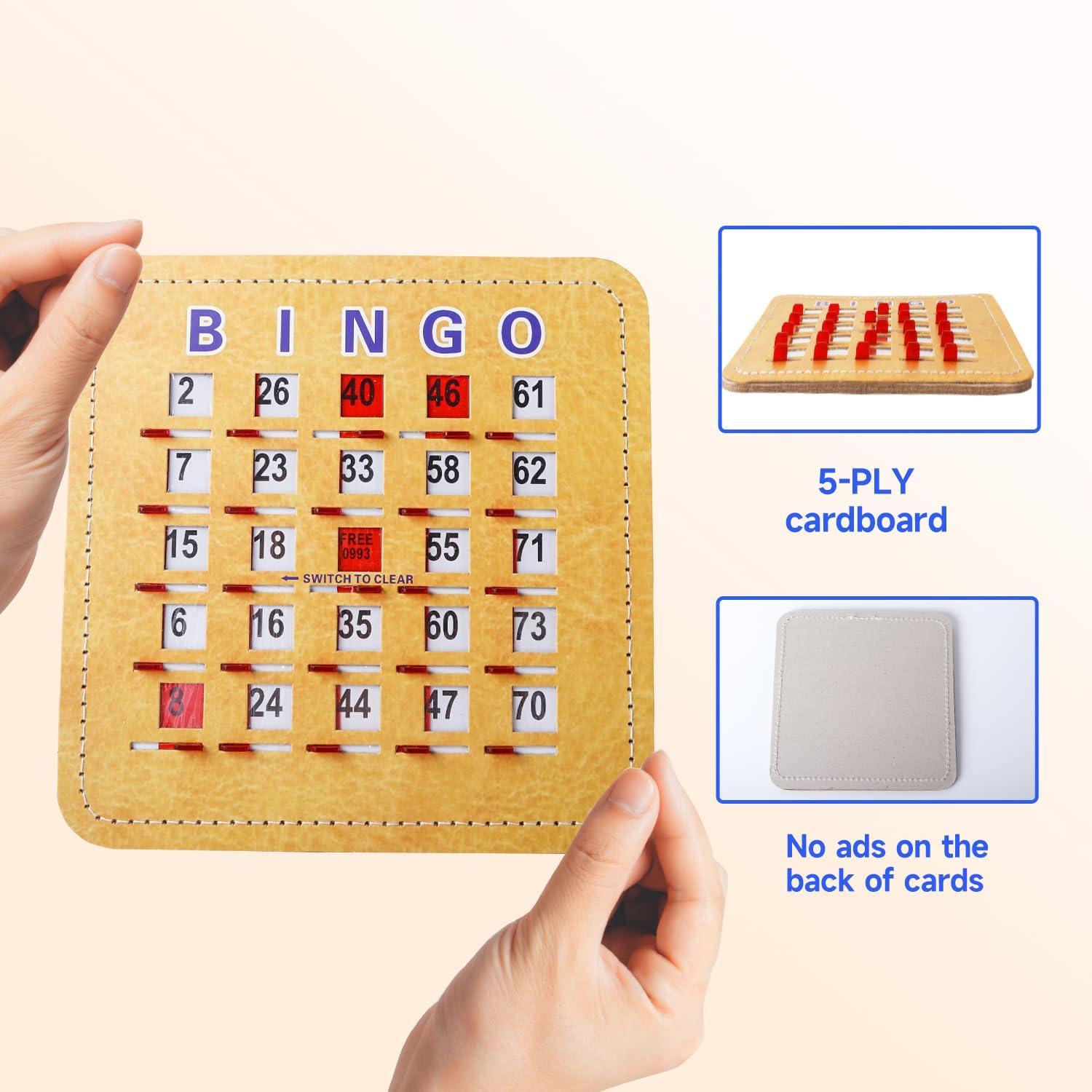 Raw Wood 5-Ply Stitched Shutter Bingo Cards with Sliding Windows