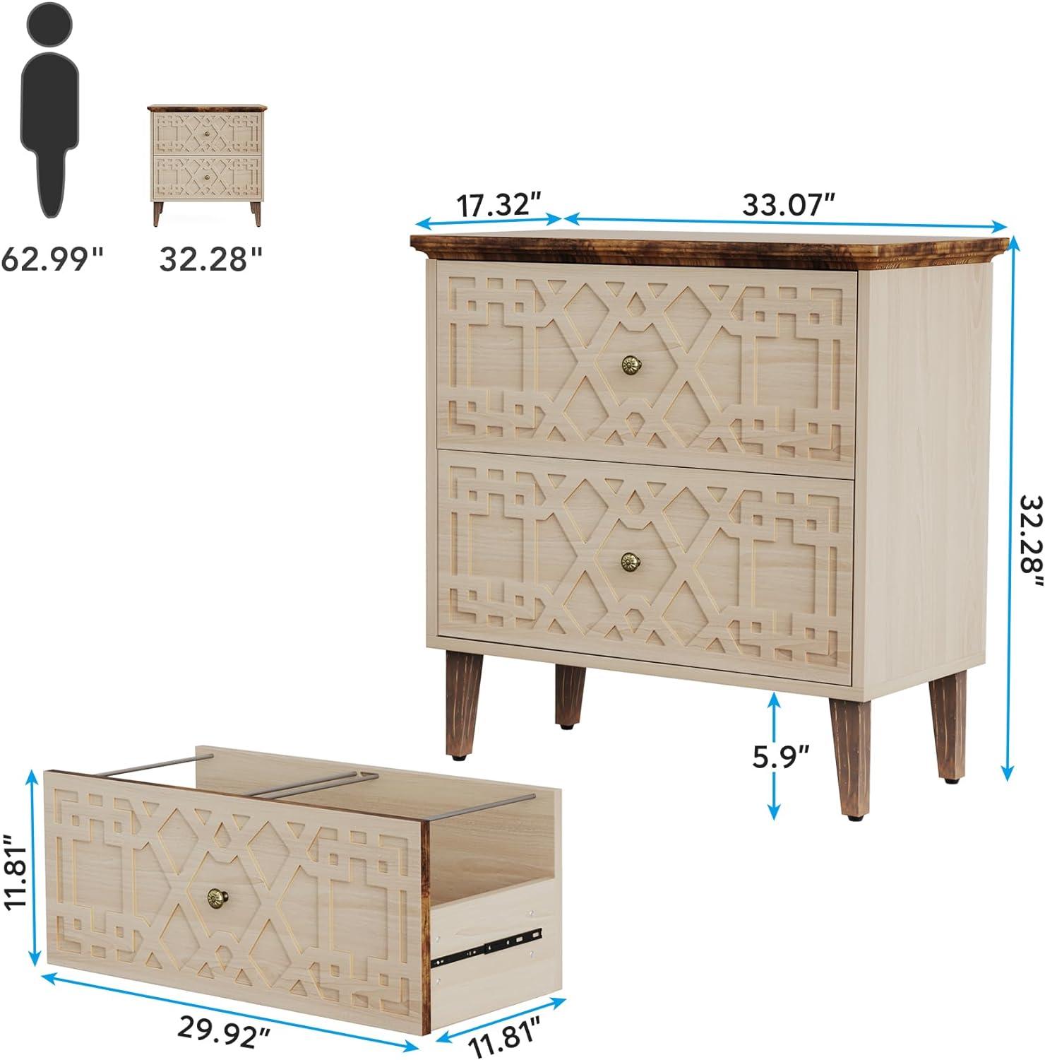 LITTLE TREE 2 Drawer Lateral File Cabinet Beige
