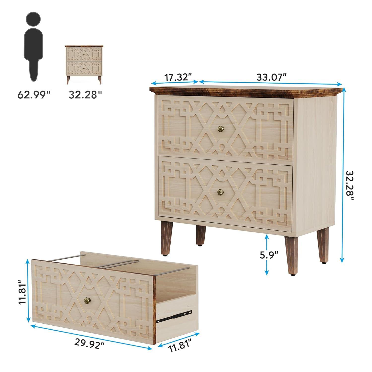 LITTLE TREE 2 Drawer Lateral File Cabinet Beige