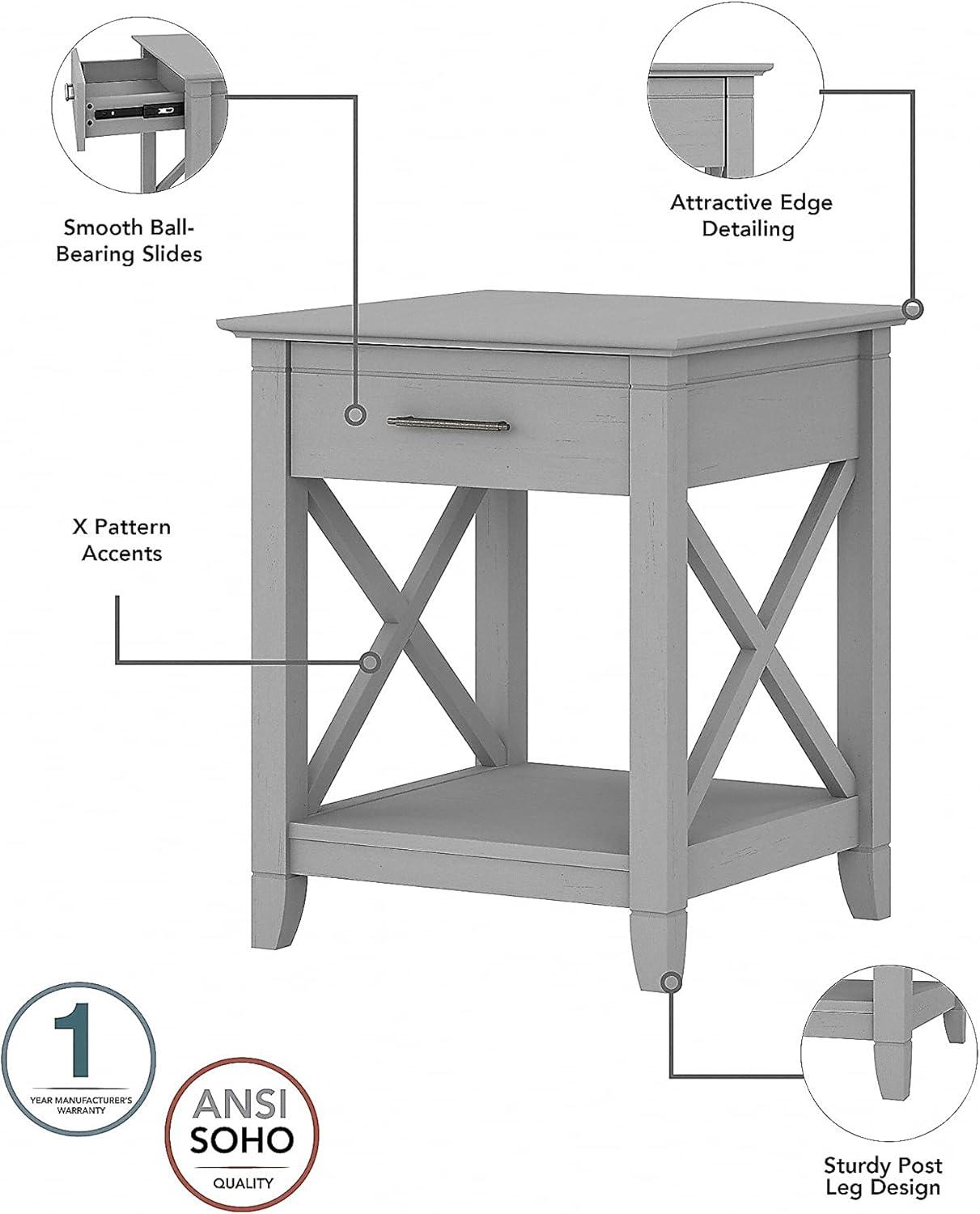 Cape Cod Gray Square Engineered Wood End Table with Storage