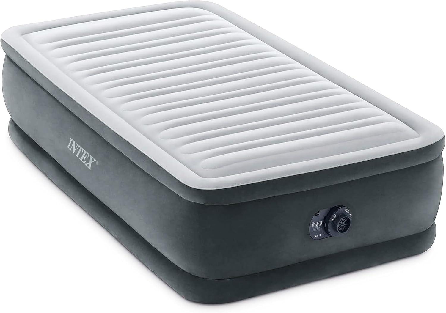 Intex: Dura-Beam Plus Series Elevated 18" High Twin Air Mattress with Built in Electric Pump