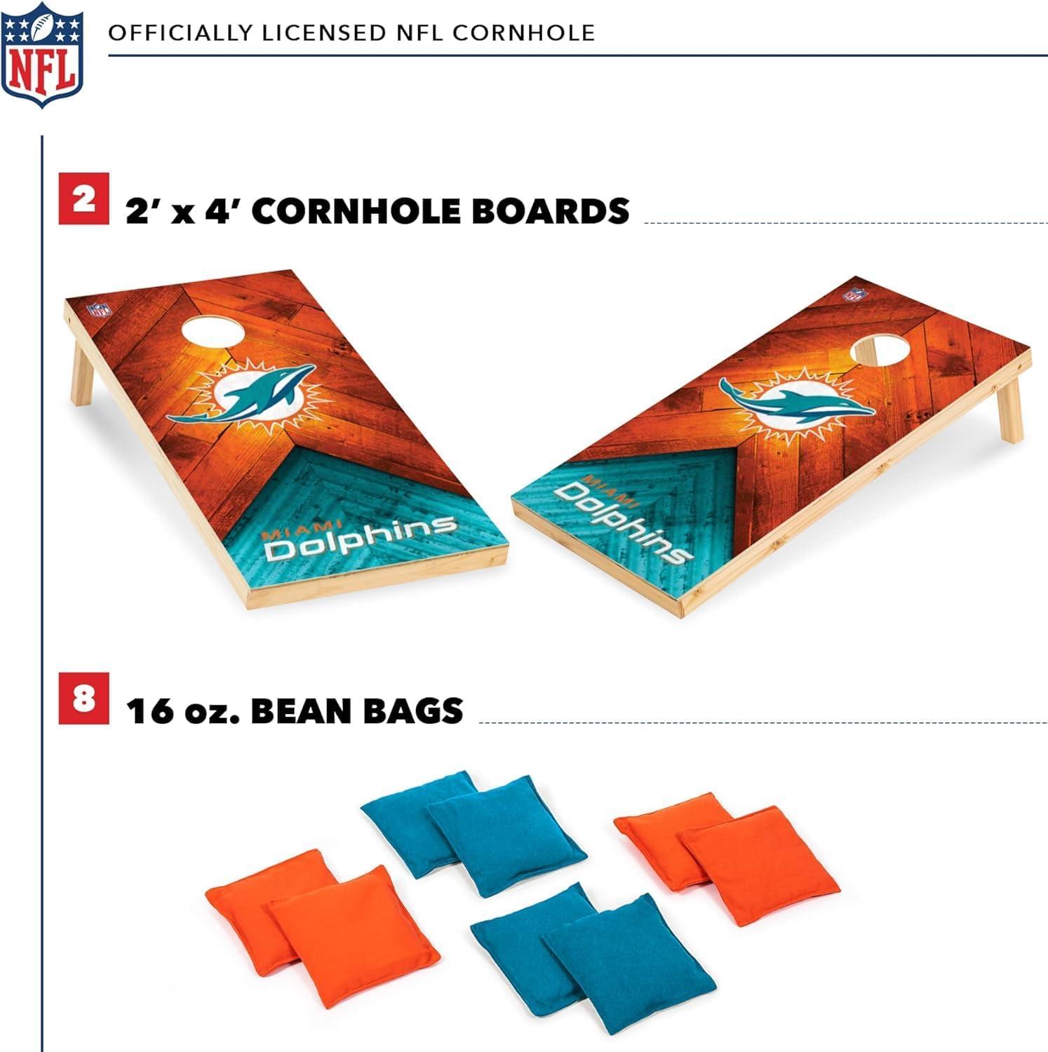 NFL Miami Dolphins 2'x4' Wood Cornhole Set