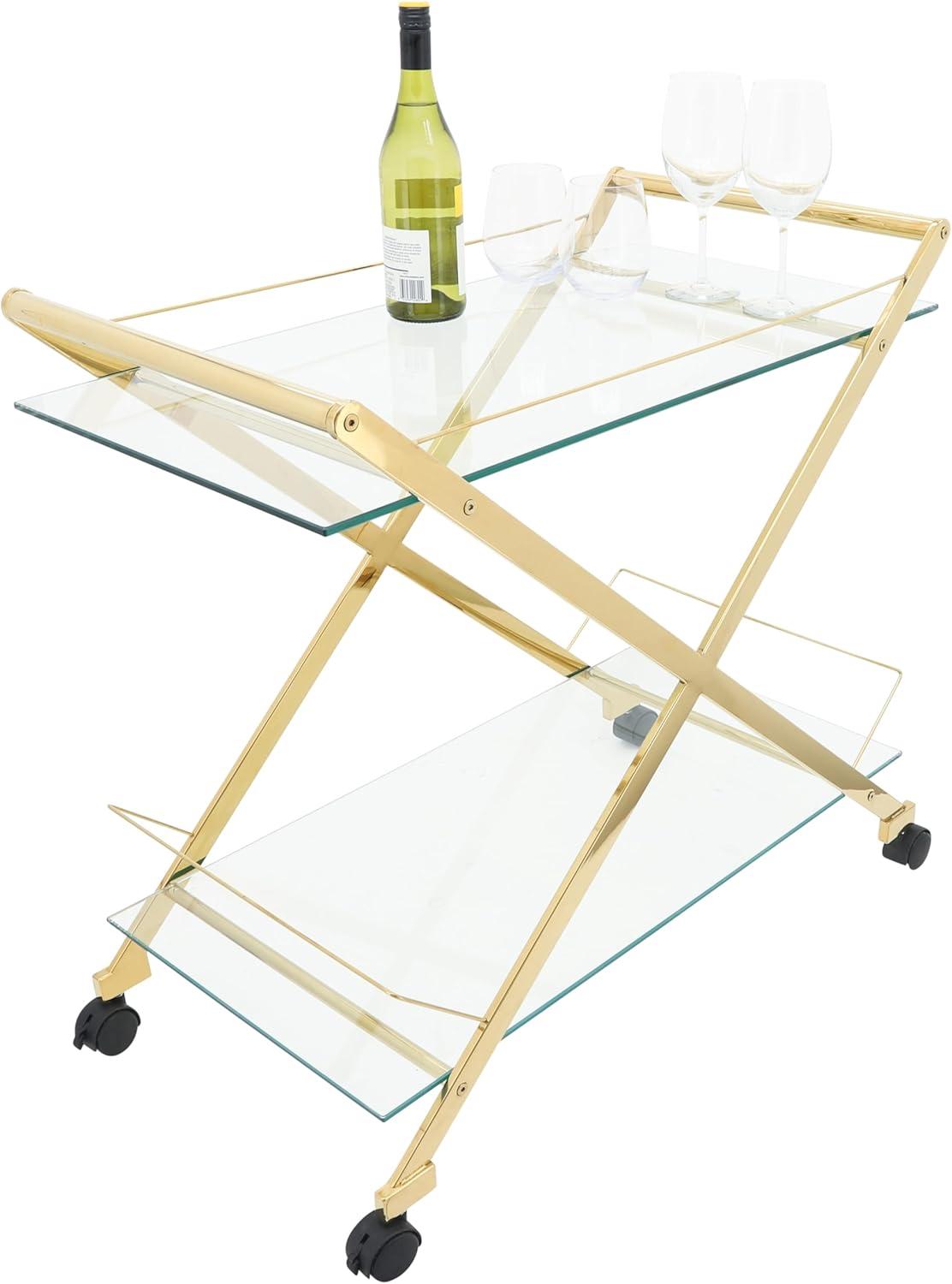 Sagebrook Home Rolling Bar Cart Gold