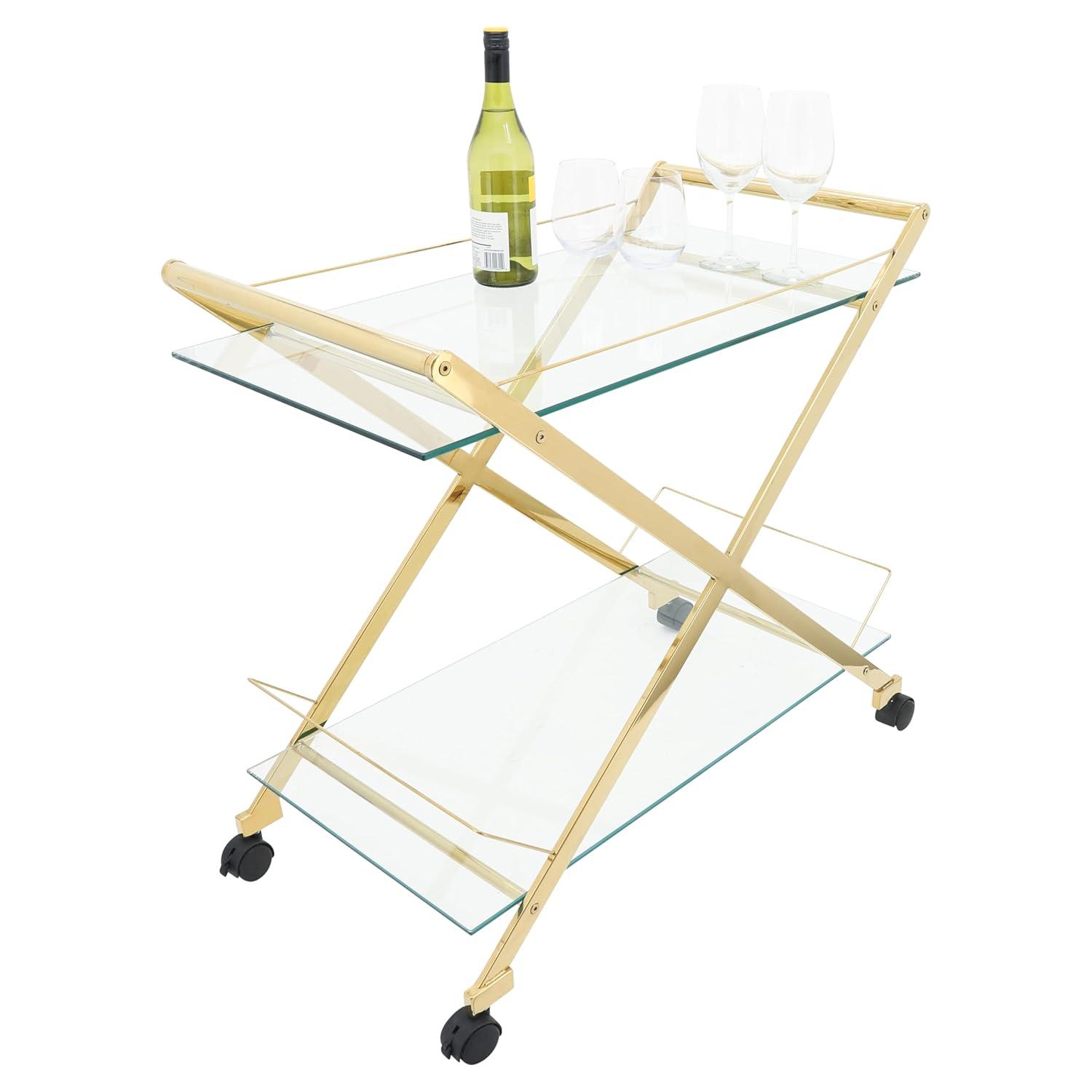 Sagebrook Home Rolling Bar Cart Gold