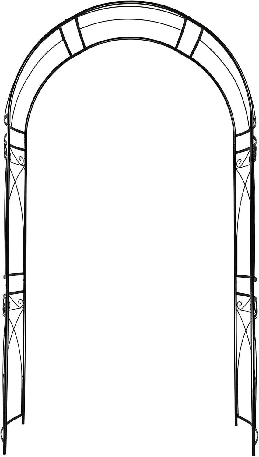 OUTOUR Stereoscopic Metal Garden Arch Arbor Arbour Archway with Graceful Curve for Climbing Plants Roses Vines, Outdoor Garden Lawn Backyard Patio, Wedding, Black