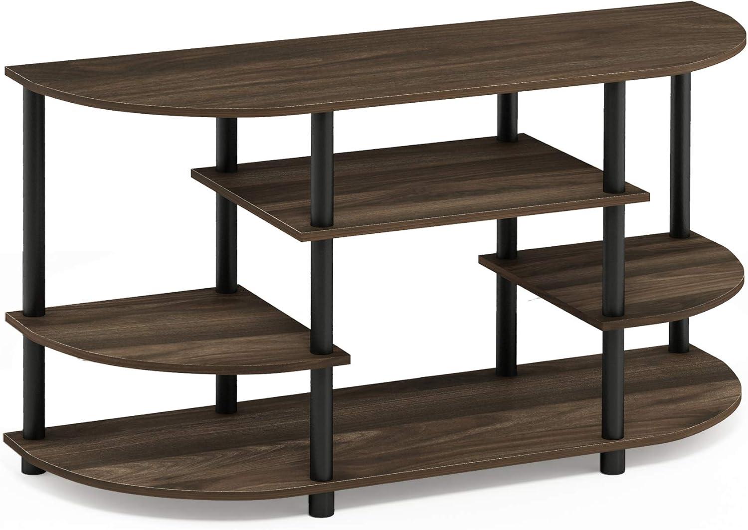 Columbia Walnut & Black Easy-Assemble Corner TV Stand