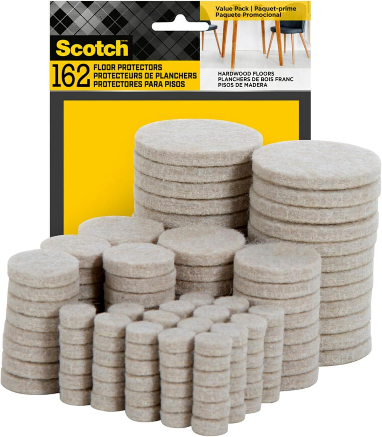 Scotch Beige Felt Furniture Pads Value Pack, 162 Pieces