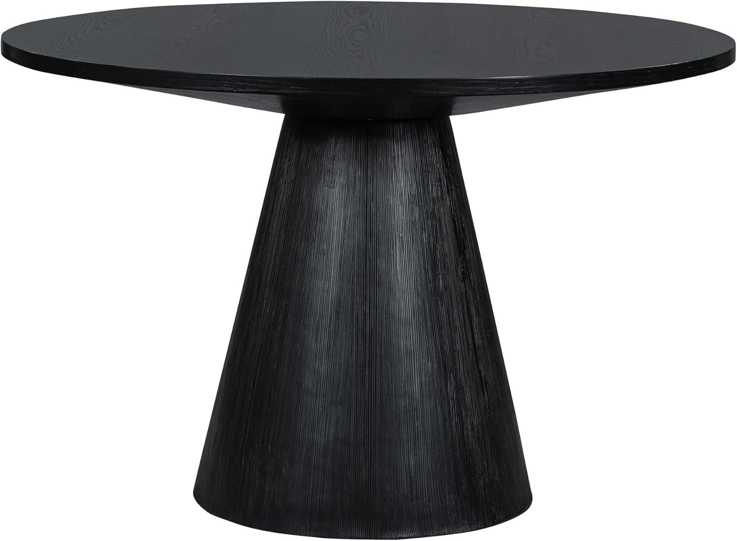 46.5'' Black Round Wood Dining Table with Pedestal Base