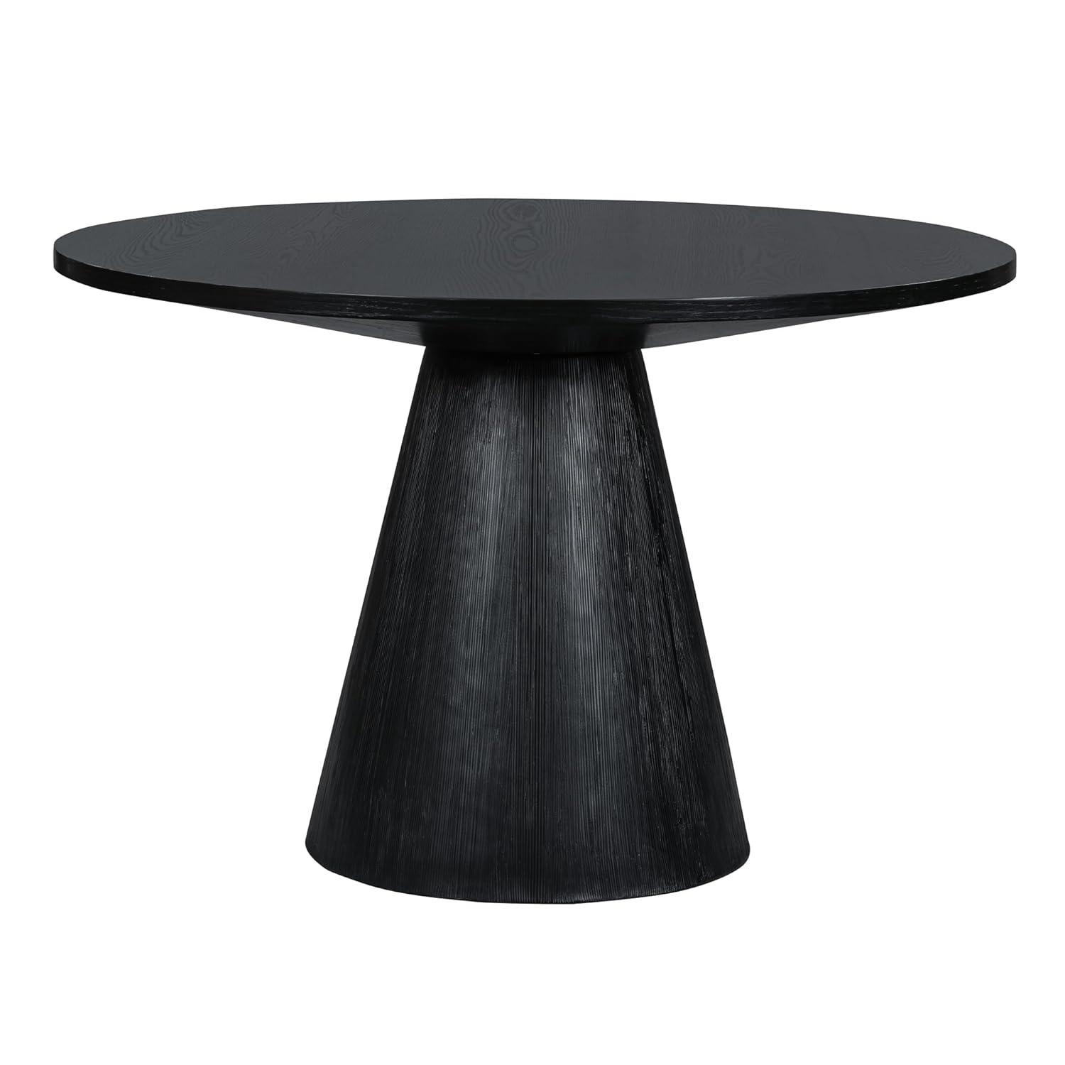 46.5"" Modern Round Dining Table for 4-6,Wooden Round Kitchen Table with MDF Table Top & Pedestal Base,Mid Century Modern Round Dining Table for Dining Room Kitchen,Living Room, Black