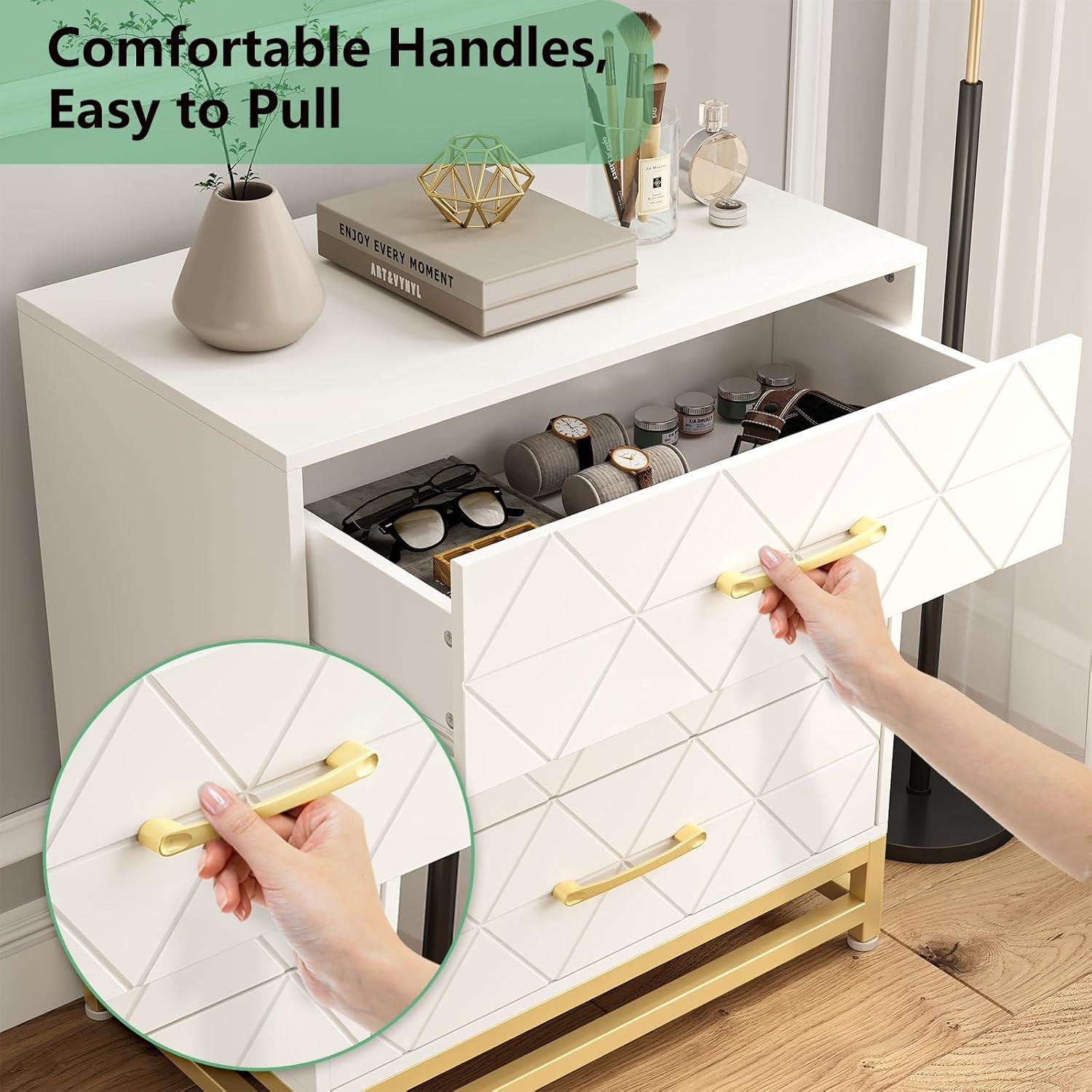 Garvee Dresser for Bedroom with 6 Drawer, Wood Dressers Chest of Drawers with Wide Drawers and Metal Handles for Living Room Hallway Entryway, White