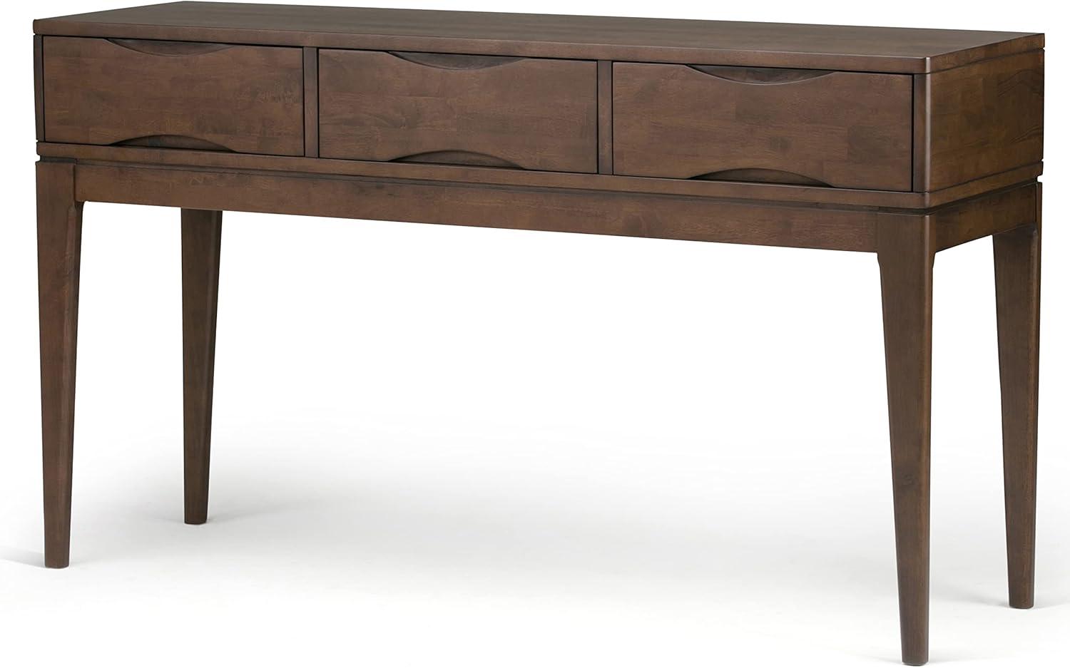 Harper Walnut Brown Solid Wood Console Table with Storage