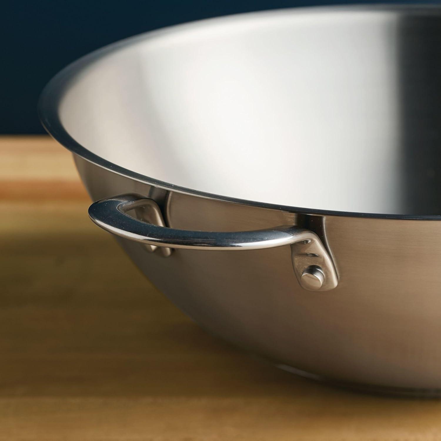 Rachael Ray Professional Stainless Steel Wok/Stir-Fry Pan, Compatible with All Cooktops, Induction Ready, Dishwasher and Metal Utensil Safe, 14 Inch - Stainless Steel
