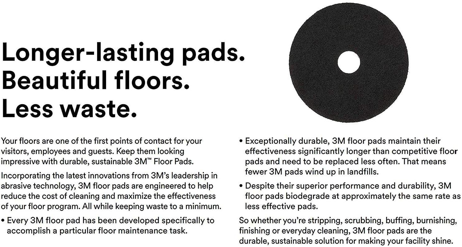 3M Low-Speed Stripper Floor Pad 7200, 20" Diameter, Black, 5/Carton