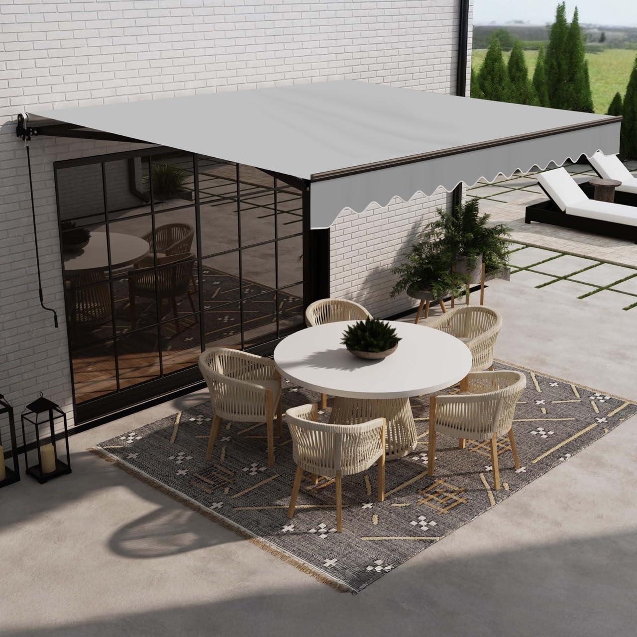 ALEKO Motorized Retractable Patio Awning- Black Frame