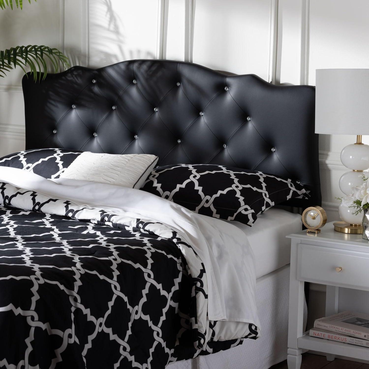 Full Rita Modern Fabric Upholstered Scalloped Headboard - Baxton Studio: Contemporary Design, Adjustable