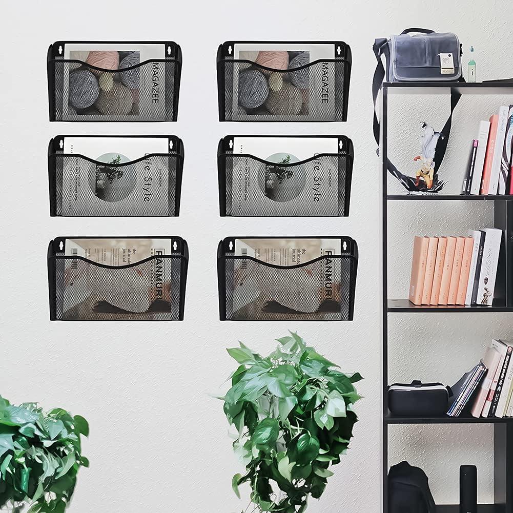 Mesh 3 Pack Wall Mounted File Holder Metal Hanging Vertical Wall File Pocket Organizer for Office and Home, Black