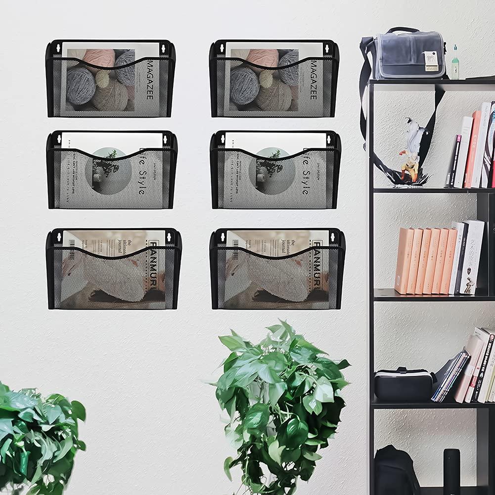 Mesh 3 Pack Wall Mounted File Holder Metal Hanging Vertical Wall File Pocket Organizer for Office and Home, Black
