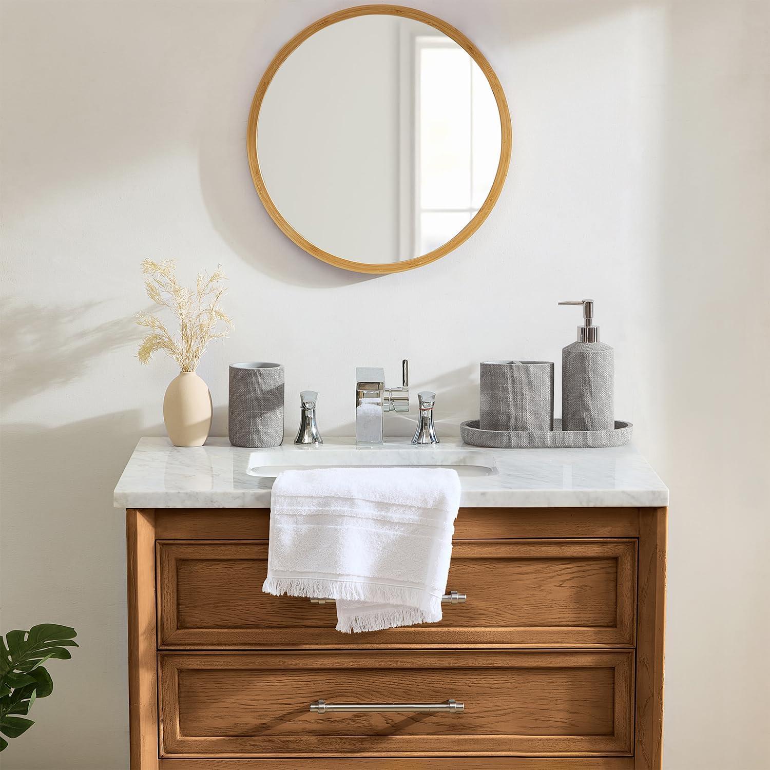 Tahari Astor 4-Piece Grey Textured Bathroom Accessory Set