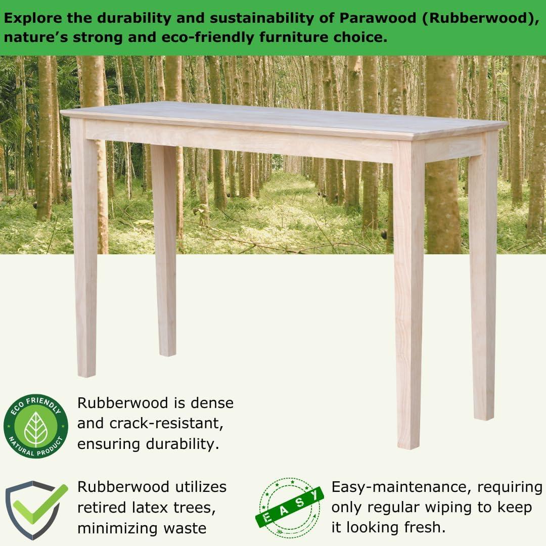International Concepts 48" Shaker Table Unfinished: Hardwood Entryway Furniture, Spot Clean, No Warranty