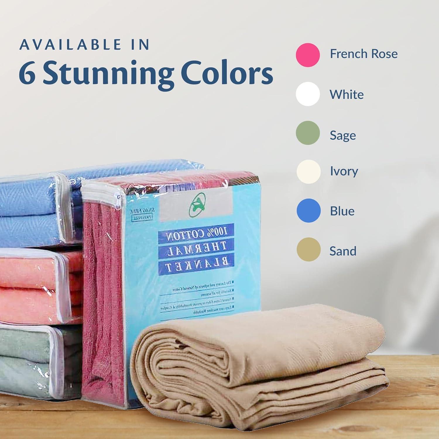 Groko Textiles 100% Soft Premium Ringspun Cotton Thermal Blanket Twin Size 66x96 Lightweight Warm Soft Breathable Blanket (Sand, 1)