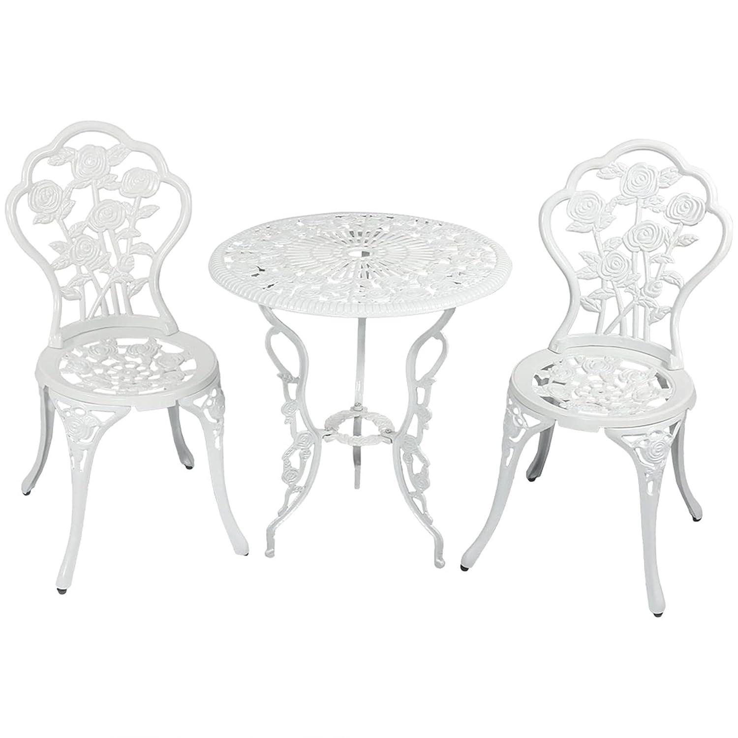 Fleur De Lis Living Patio Bistro Set.Rust-Resistant Cast Alumin...