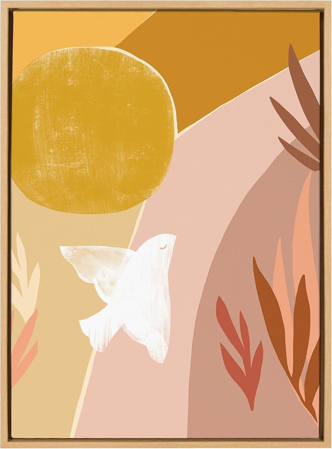Kate and Laurel Sylvie Sunrise Dove Framed Canvas by Kate Aurelia Holloway, 23x33, Natural