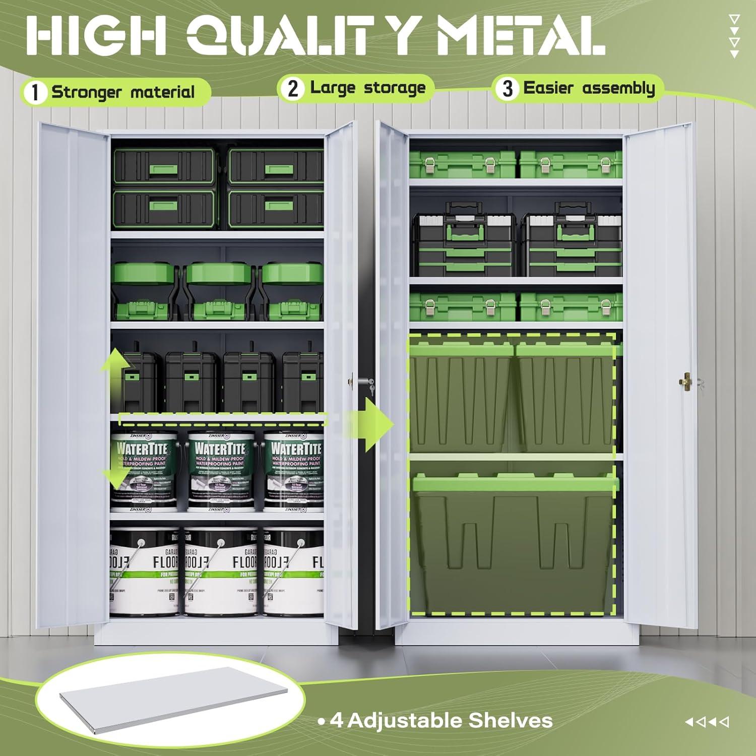 36'' W Metal Garage Storage Cabinets with 4 Adjustable Shelves and Lockable doors ( 72'' H x 36'' W x 18'' D)